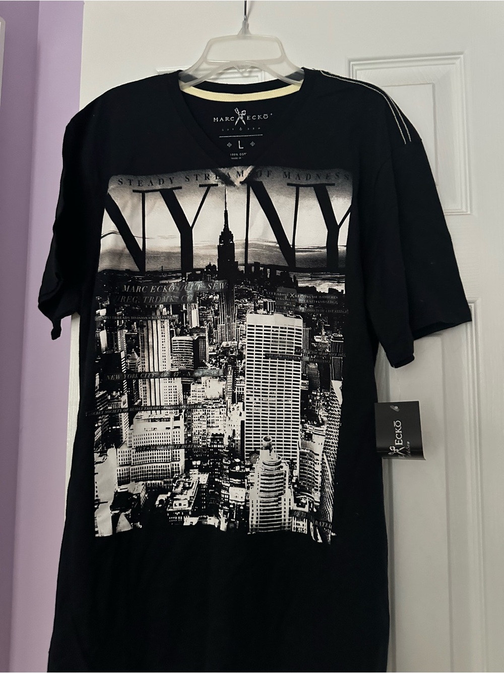 Marc Ecko Black Graphic NY Cityscape Tee